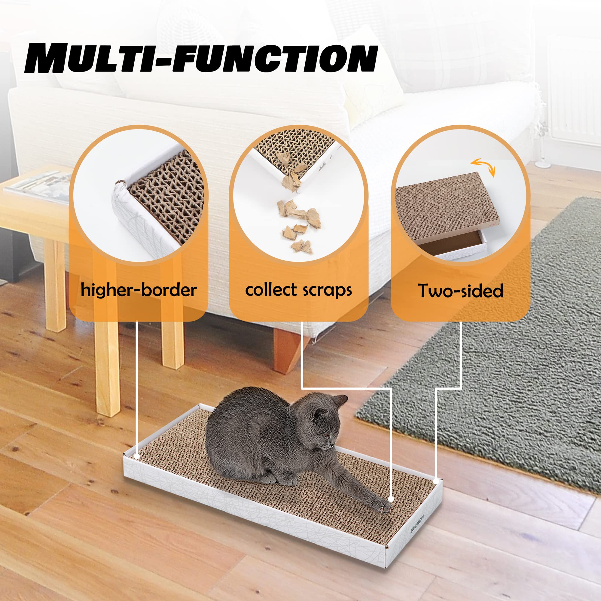 Cardboard Scratcher Pad Scratching Post:Smartbean 3Pcs Cat Cardboard,Cat Scratch Pad,Cat Post,Double-Sided Design For Double Lif